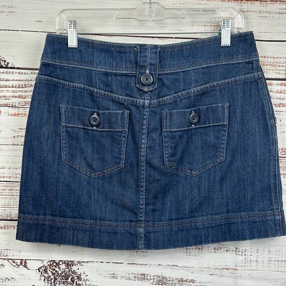 Women's Y2K Elle Denim Mini Jean Skirt Dark Wash Low Rise Cotton Stretch Size 6 - Picture 2 of 7
